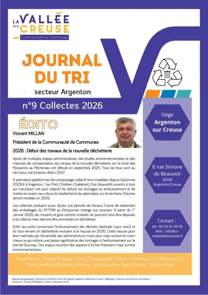 Le journal du tri informe sur les projets en court concernant la gestion des déchets sur le territoire ainsi que les bonnes pratiques en matière de tri des déchets